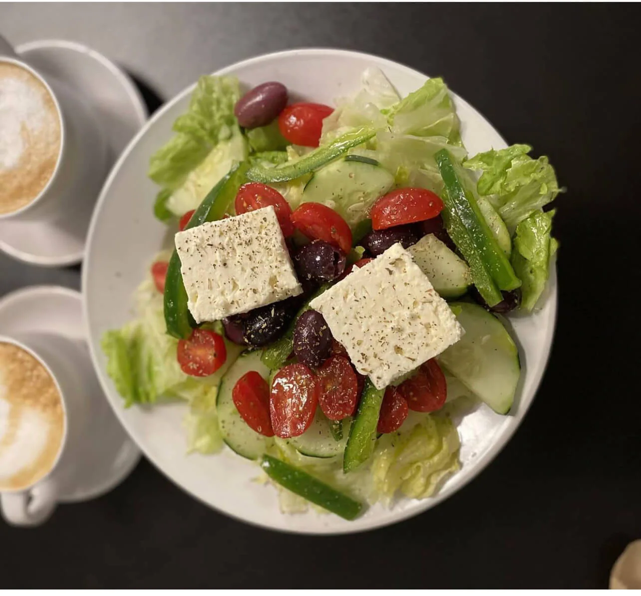 Greek salad, feta and kalamata olives